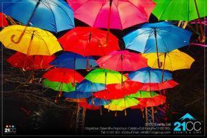 umbrella structure by 21CC Events Ltd