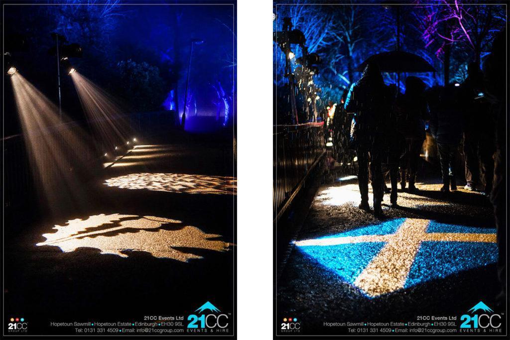 Saltire lighting by 21CC Events Ltd