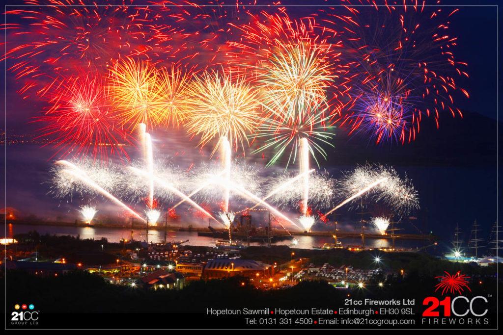 tall ship fireworks display by 21CC Fireworks Ltd