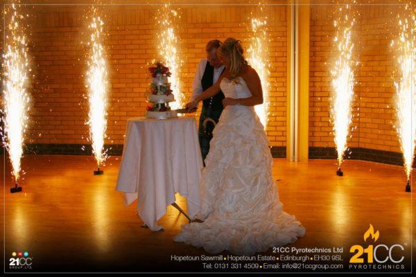 cake cutting fountains for weddings by 21CC Pyrotechnics Ltd