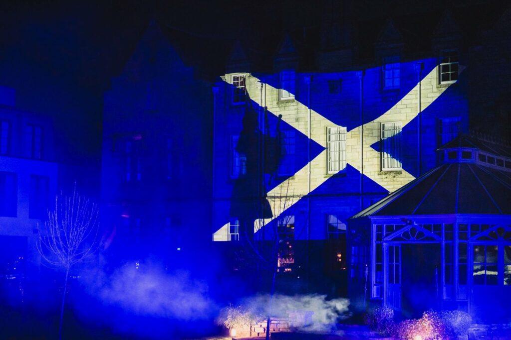 SCHLOSS Roxburghe launch party production with bespoke projection